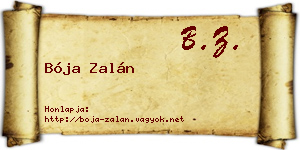 Bója Zalán névjegykártya